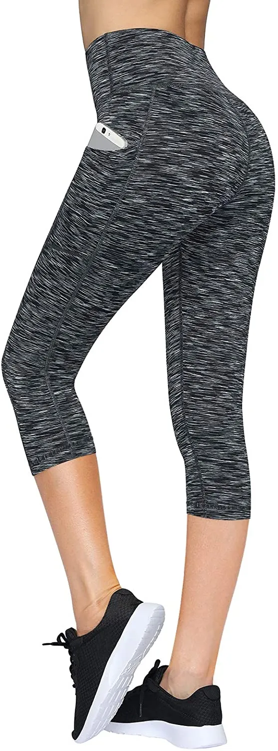 Fengbay High Waist Yoga Pants with Pockets, Capri Leggings for Women Tummy Control Running 4 Way Stretch Workout Leggings