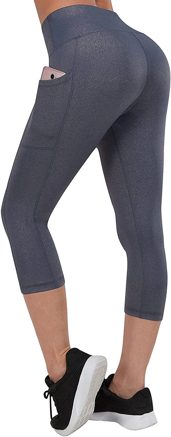 Fengbay High Waist Yoga Pants with Pockets, Capri Leggings for Women Tummy Control Running 4 Way Stretch Workout Leggings