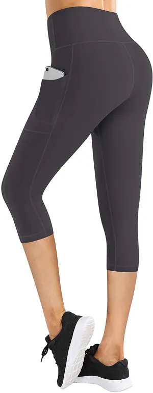 Fengbay High Waist Yoga Pants with Pockets, Capri Leggings for Women Tummy Control Running 4 Way Stretch Workout Leggings