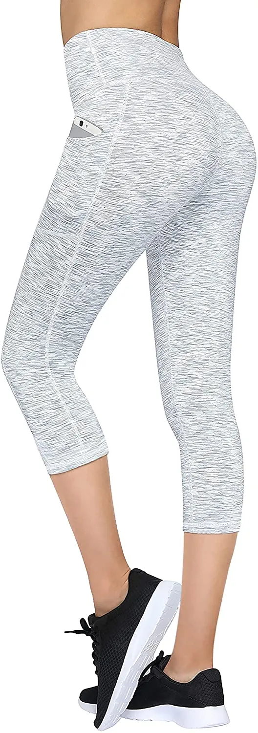 Fengbay High Waist Yoga Pants with Pockets, Capri Leggings for Women Tummy Control Running 4 Way Stretch Workout Leggings