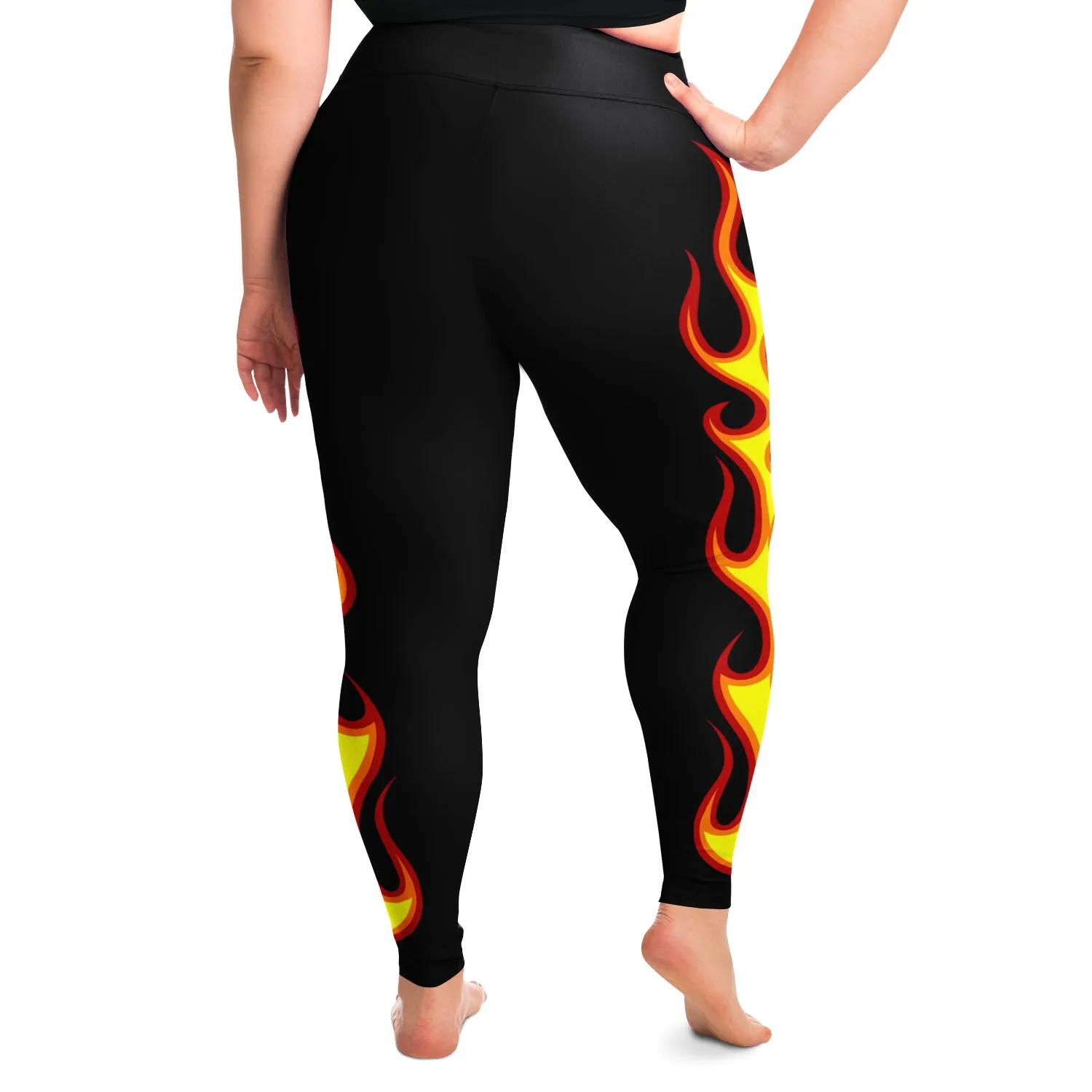 Flames on Black Plus Size Leggings Sizes 2X - 6X Squat Proof