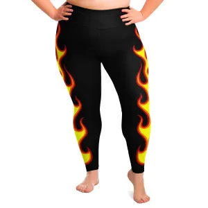 Flames on Black Plus Size Leggings Sizes 2X - 6X Squat Proof