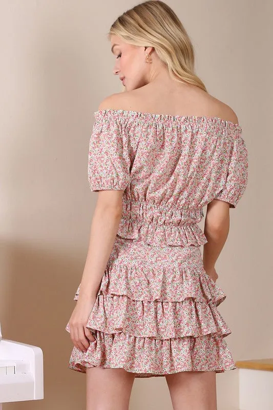 Floral off the shoulder ruffle top