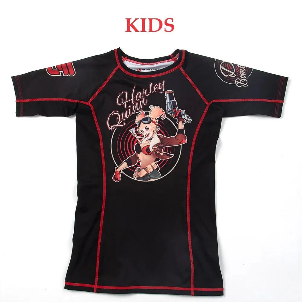 Fusion Fight Gear Bombshells Harley Quinn Kids Rash Guard