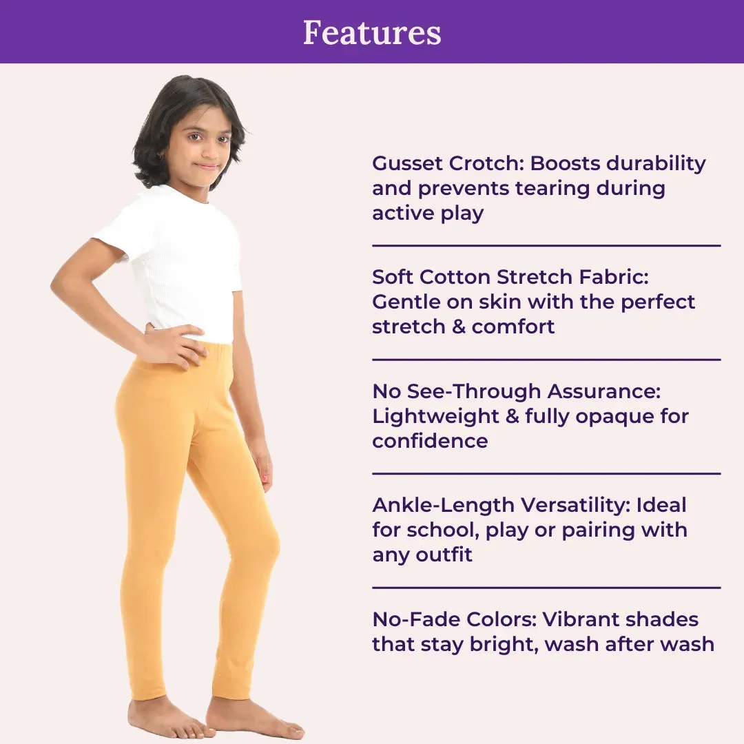 Girls' Leggings | High Waist | Ankle Length | Non-See-Through | Gusset Crotch Prevents Ripping | Cotton-Elastane Blend | Perfect For Every Occasion