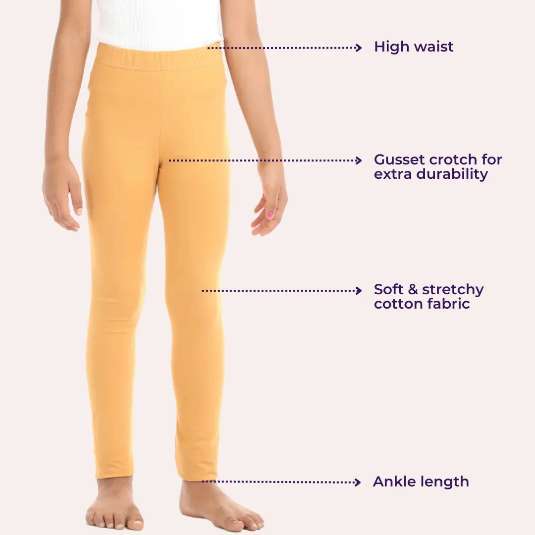 Girls' Leggings | High Waist | Ankle Length | Non-See-Through | Gusset Crotch Prevents Ripping | Cotton-Elastane Blend | Perfect For Every Occasion