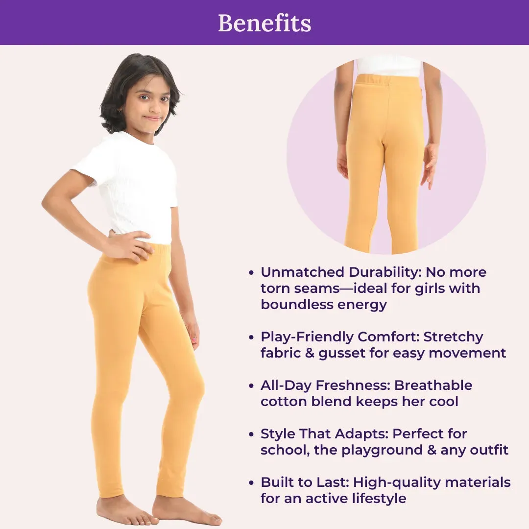 Girls' Leggings | High Waist | Ankle Length | Non-See-Through | Gusset Crotch Prevents Ripping | Cotton-Elastane Blend | Perfect For Every Occasion