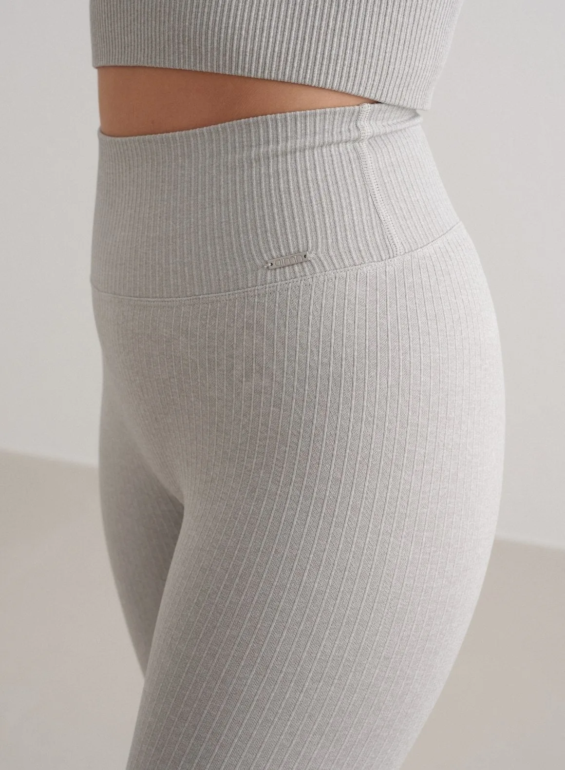 Grey Melange Ribbed Seamless Tights