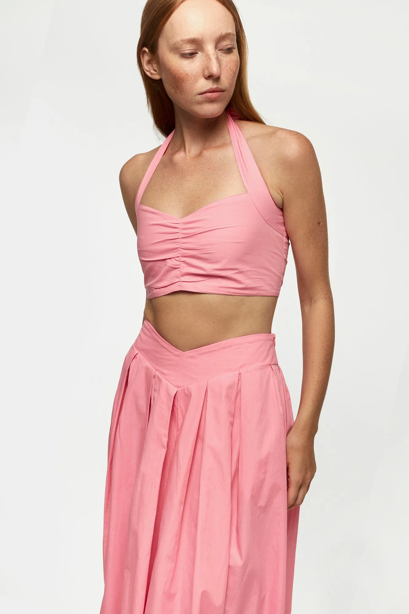 Halterneck Crop | V Front Midi Skirt