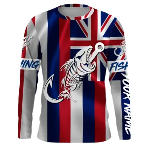 HI Fishing Custom Hawaiian Flag Fish hook skull custom fishing Long sleeve, Long Sleeve Hooded NPQ702