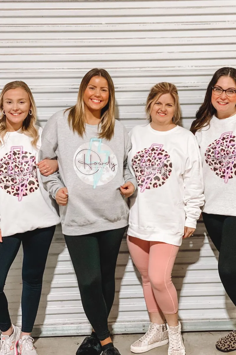 Howdy Honey Logo Cow Unisex Fleece Crew