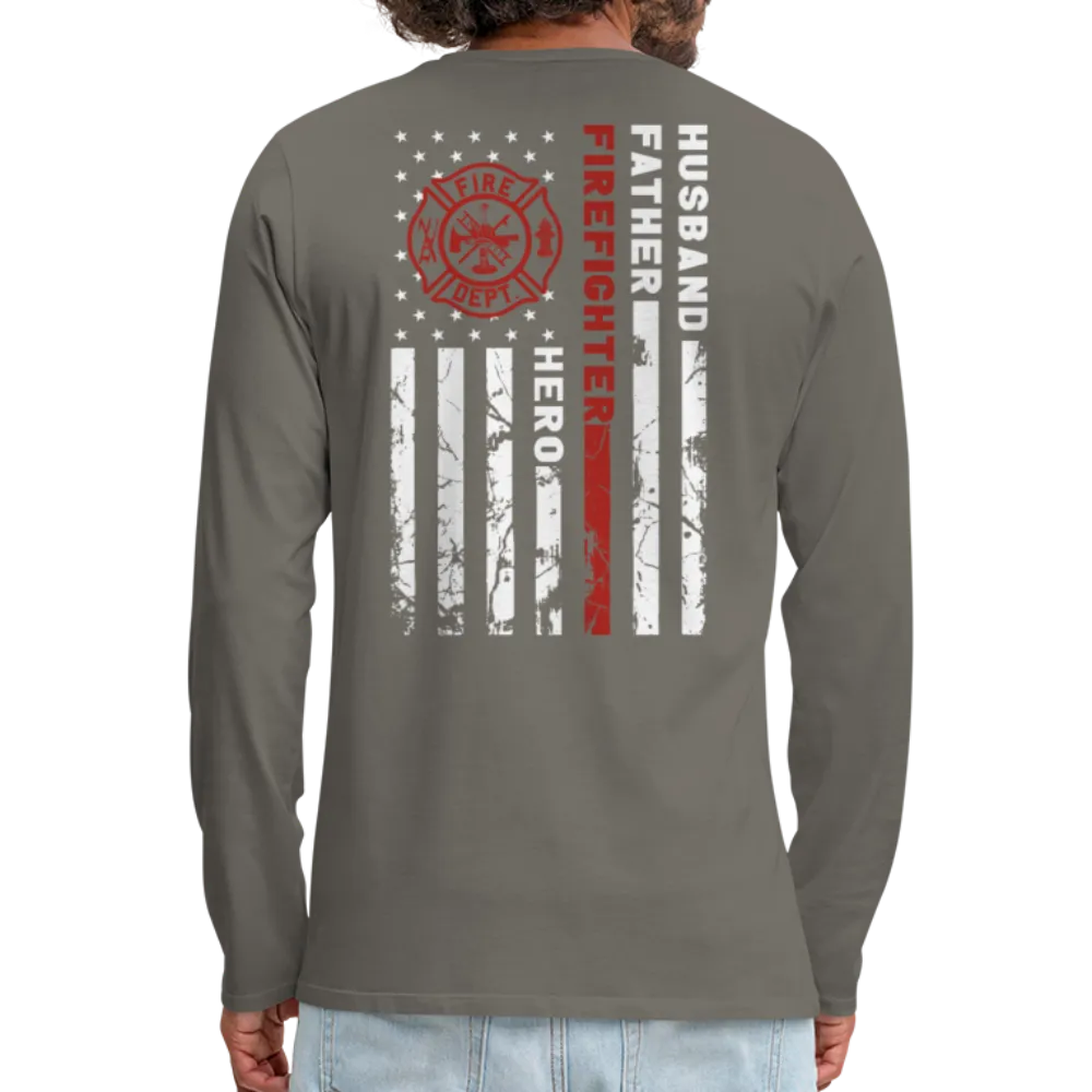 Husband Father Firefighter Hero Men's Premium Long Sleeve T-Shirt (CK3615)