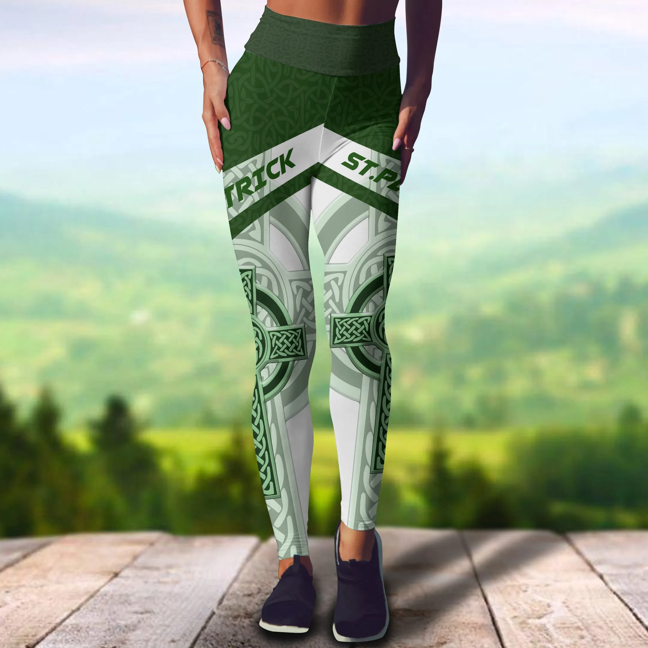 Irish Celtic Knot Cross St.Patrick Day 3D Legging