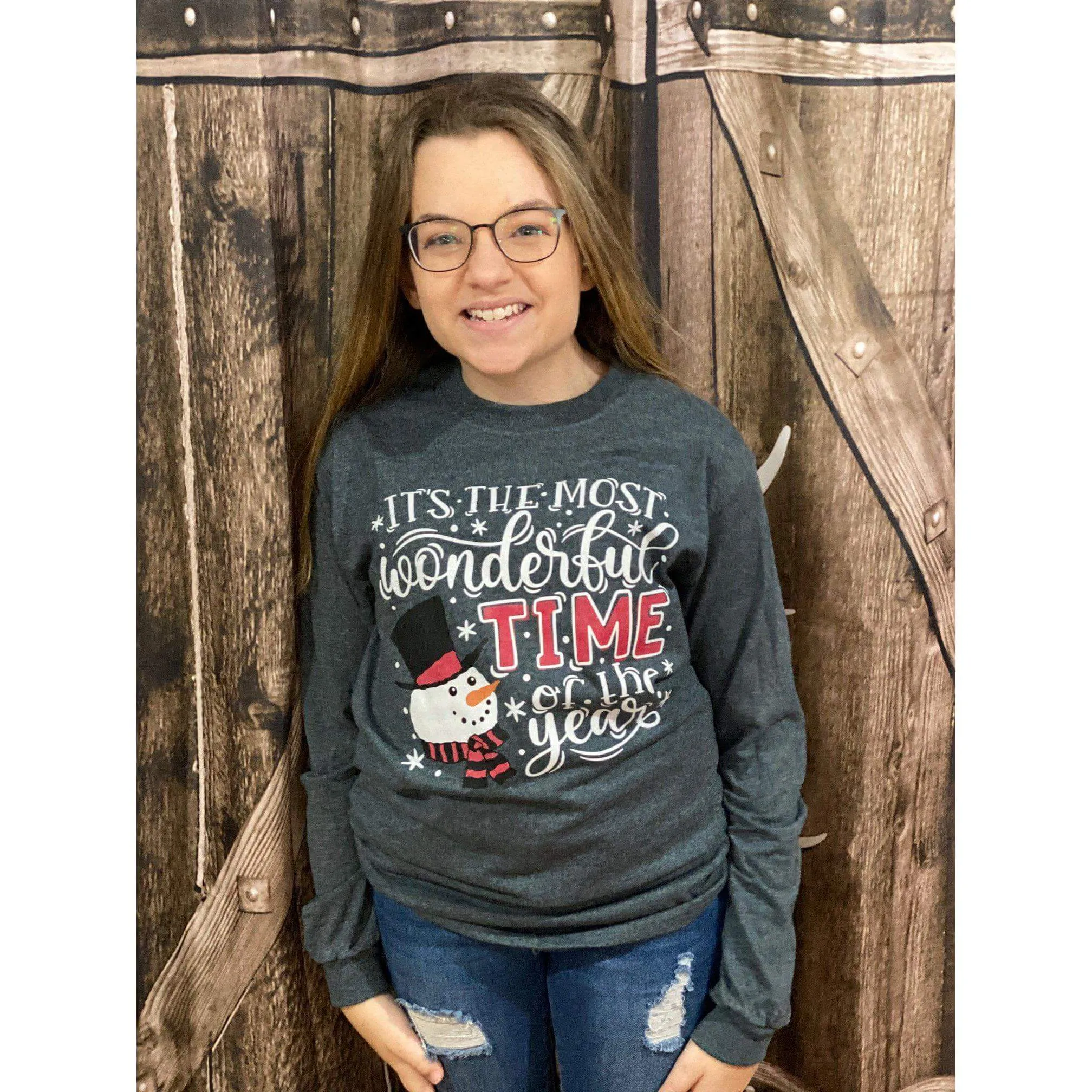 It's the Most Wonderful Time of the Year  Snowman Long Sleeve T-shirt / Tee