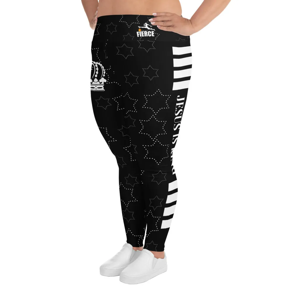 JESUS IS KING Black Plus Size Leggings
