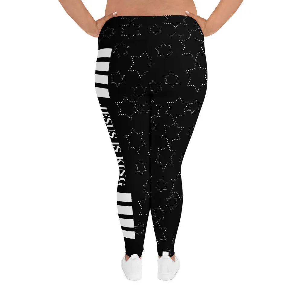 JESUS IS KING Black Plus Size Leggings