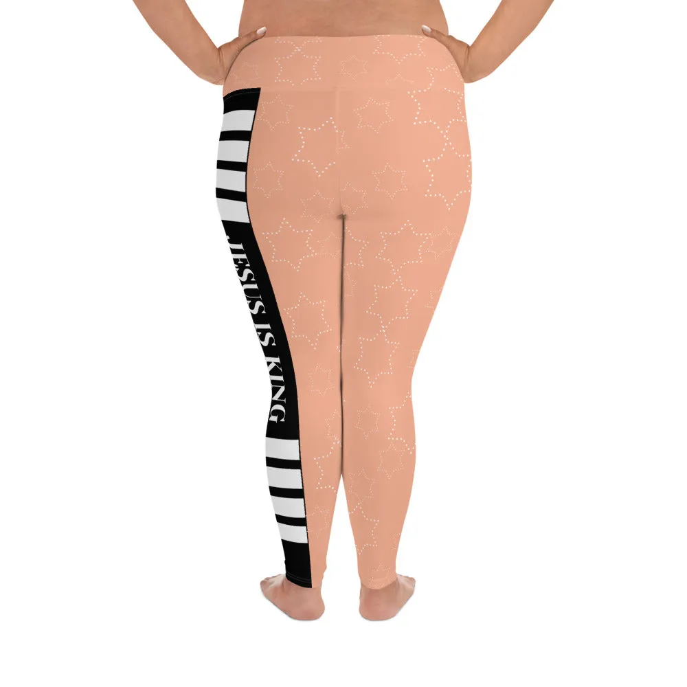 JESUS IS KING Plus Size Coral Leggings