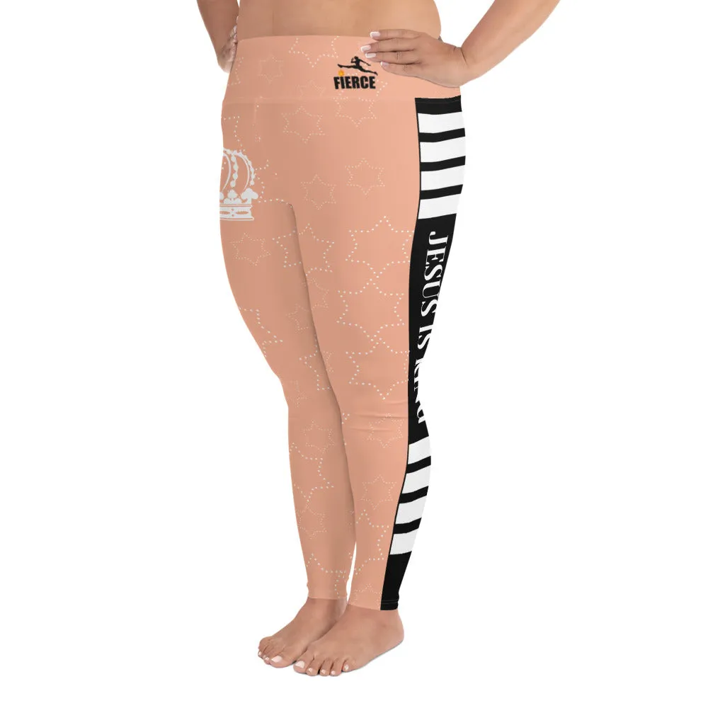 JESUS IS KING Plus Size Coral Leggings
