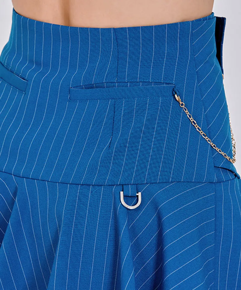 J.Jane Double Button Stripe Culotte Pants - Blue