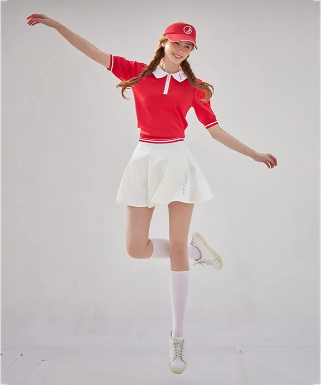 J.Jane Flare Mesh Contrast Skirt - White