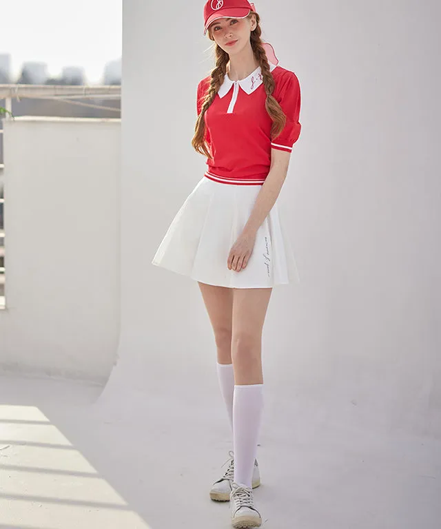 J.Jane Flare Mesh Contrast Skirt - White