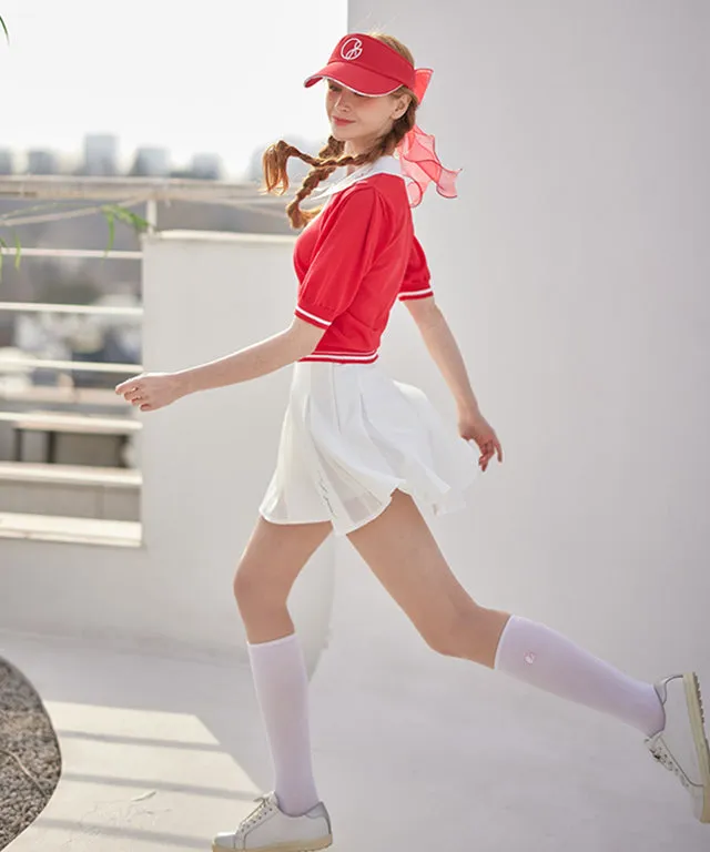 J.Jane Flare Mesh Contrast Skirt - White
