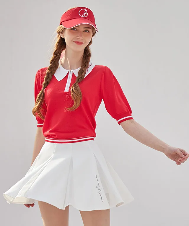J.Jane Flare Mesh Contrast Skirt - White