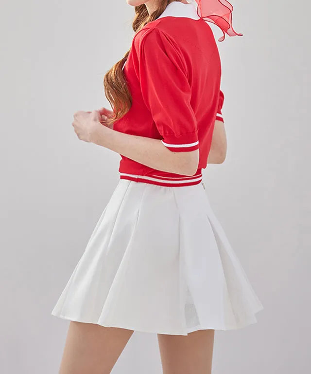 J.Jane Flare Mesh Contrast Skirt - White