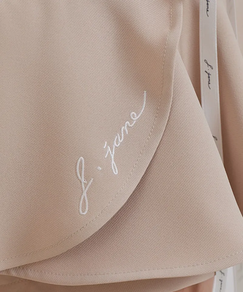 J.Jane Lace-Up Flower Culotte Pants - Beige