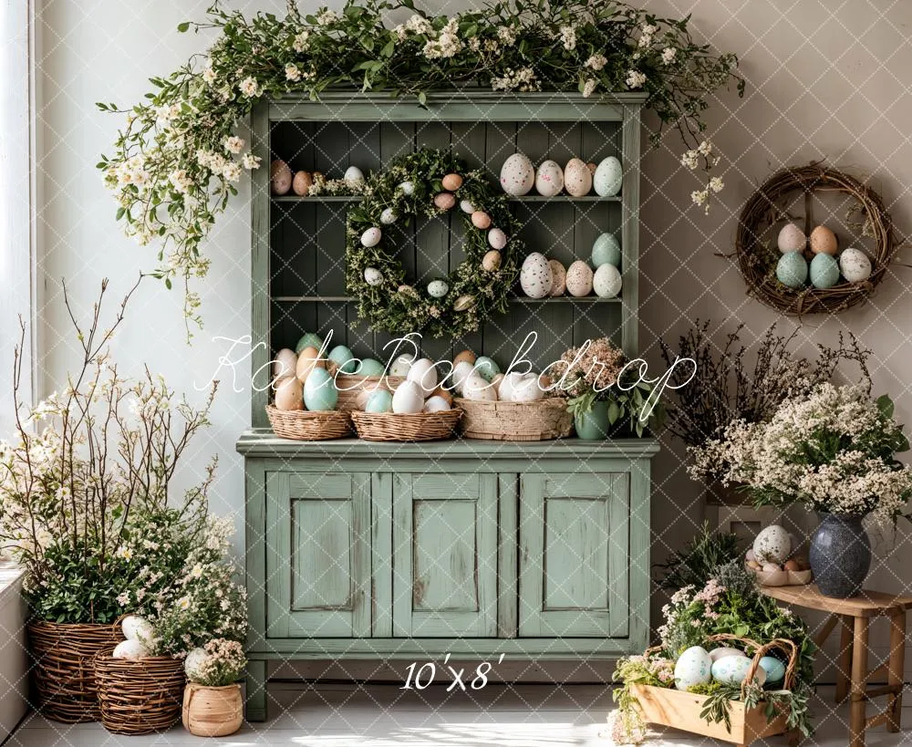 Kate Easter Egg Floral Cabinet Fleece Backdrop Designed by Emetselch
