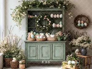 Kate Easter Egg Floral Cabinet Fleece Backdrop Designed by Emetselch