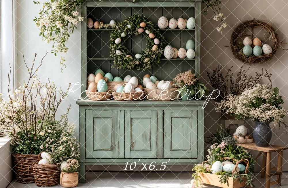 Kate Easter Egg Floral Cabinet Fleece Backdrop Designed by Emetselch