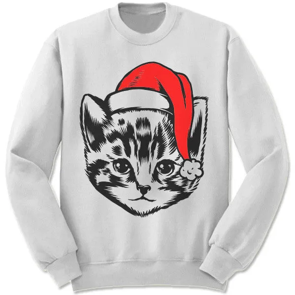 Kitten in a Hat Christmas Sweatshirt