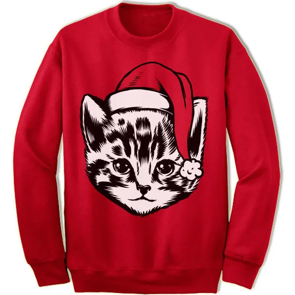 Kitten in a Hat Christmas Sweatshirt