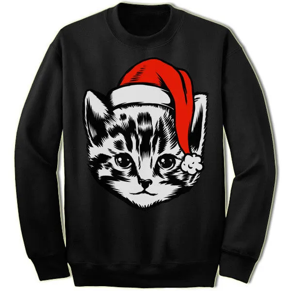 Kitten in a Hat Christmas Sweatshirt