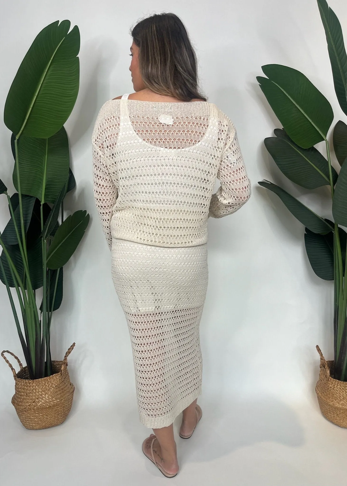 KLD Open Knit Mid Skirt Natural