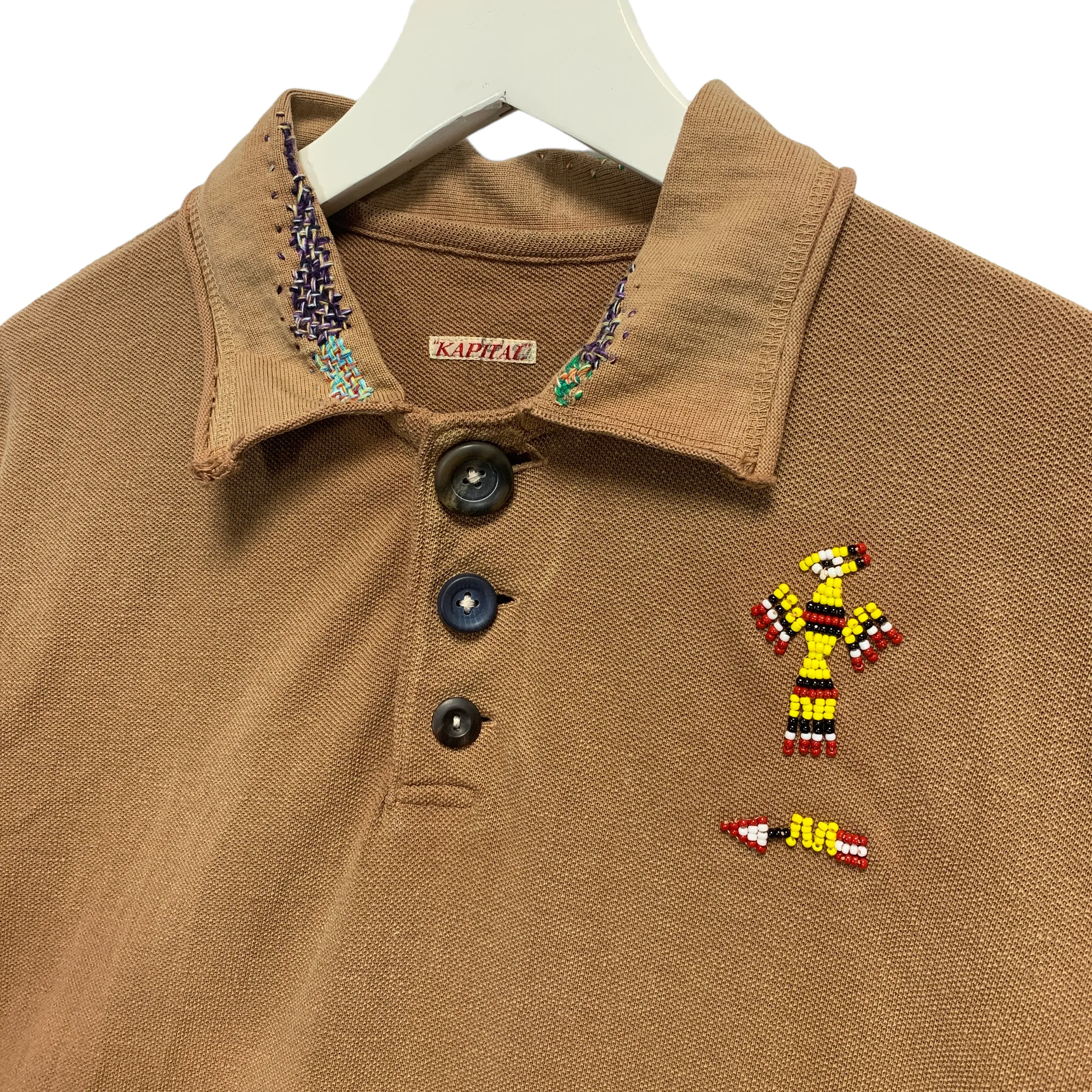 [L] Kapital Boro Collar Native Beads Polo Shirt