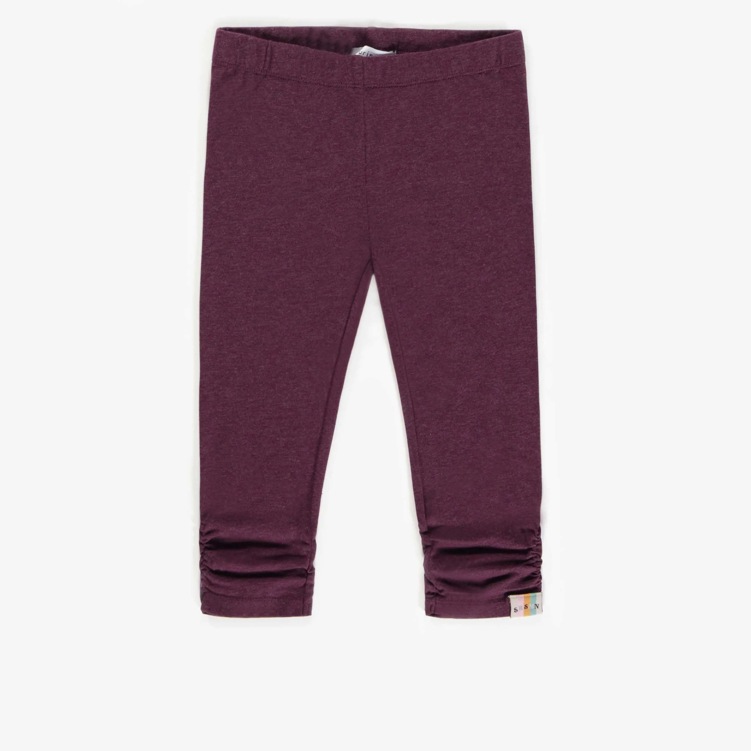 Legging ¾ bourgogne en coton biologique extensible, enfant  || Burgundy ¾ legging in stretch organic cotton, child