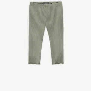 Legging vert 3/4 en coton côtelé, enfant || Green 3/4 legging in ribbed cotton, child