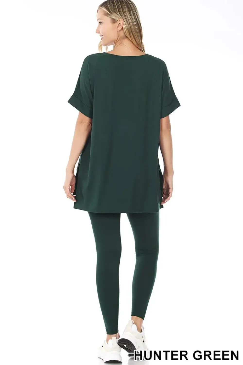 Loungewear V Neck Top Leggings Set  HUNTER GREEN by cathysnewlook