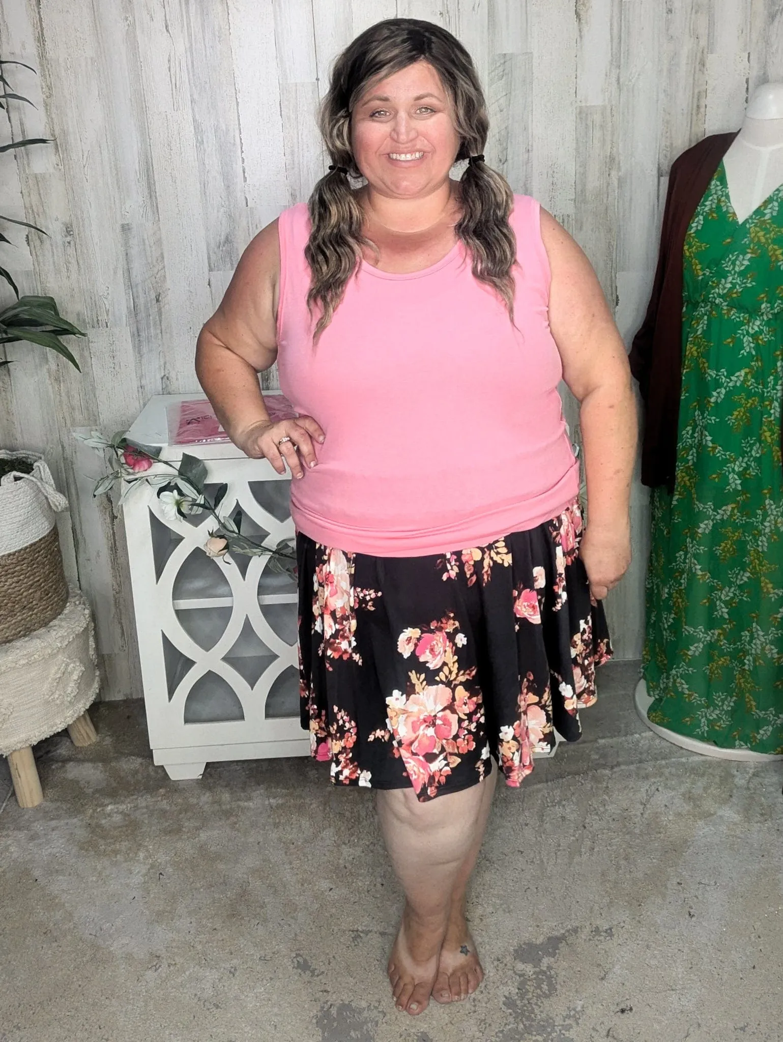 Madison Floral Skirt w/Shorts in Charcoal Sunset