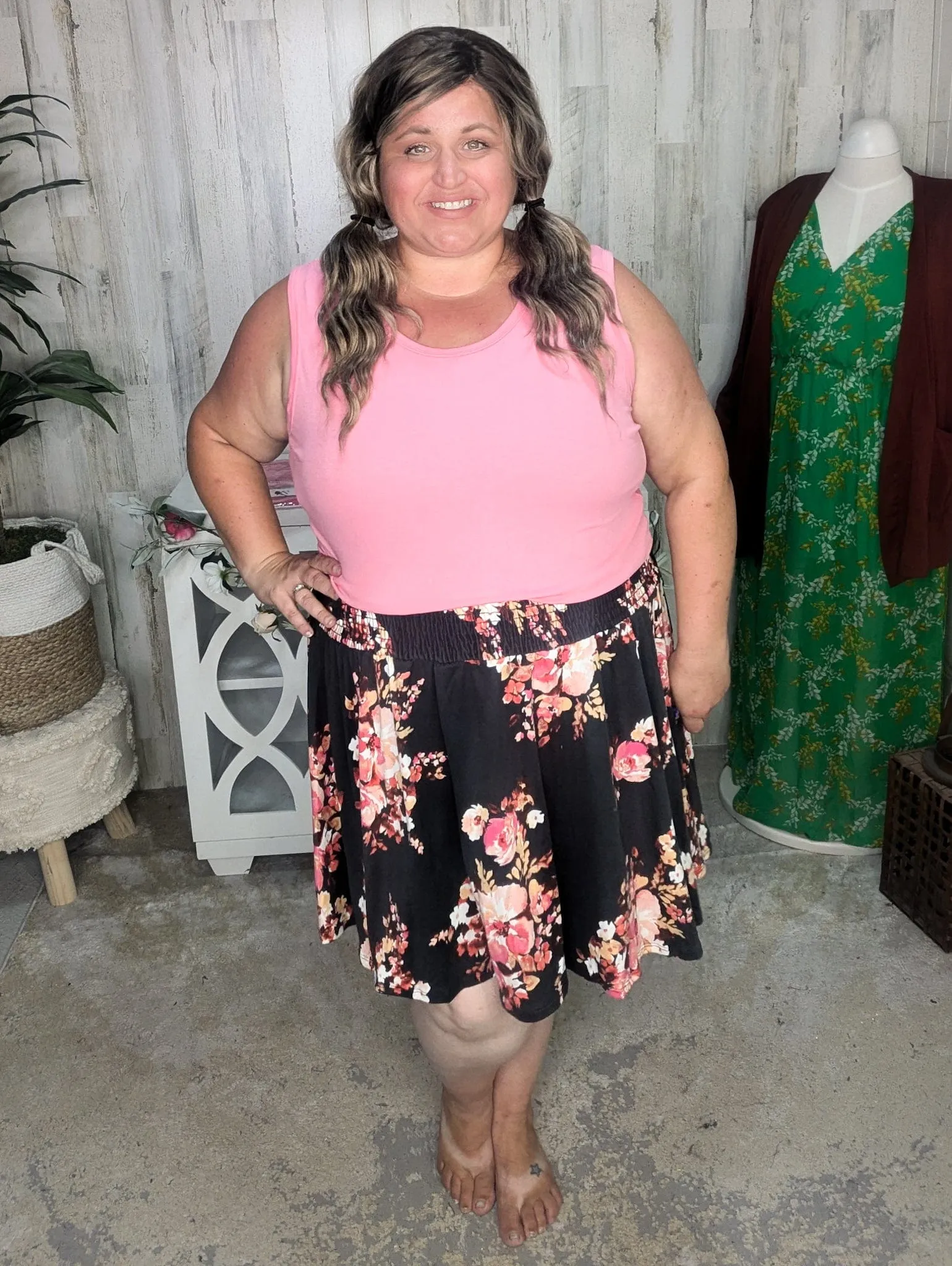Madison Floral Skirt w/Shorts in Charcoal Sunset