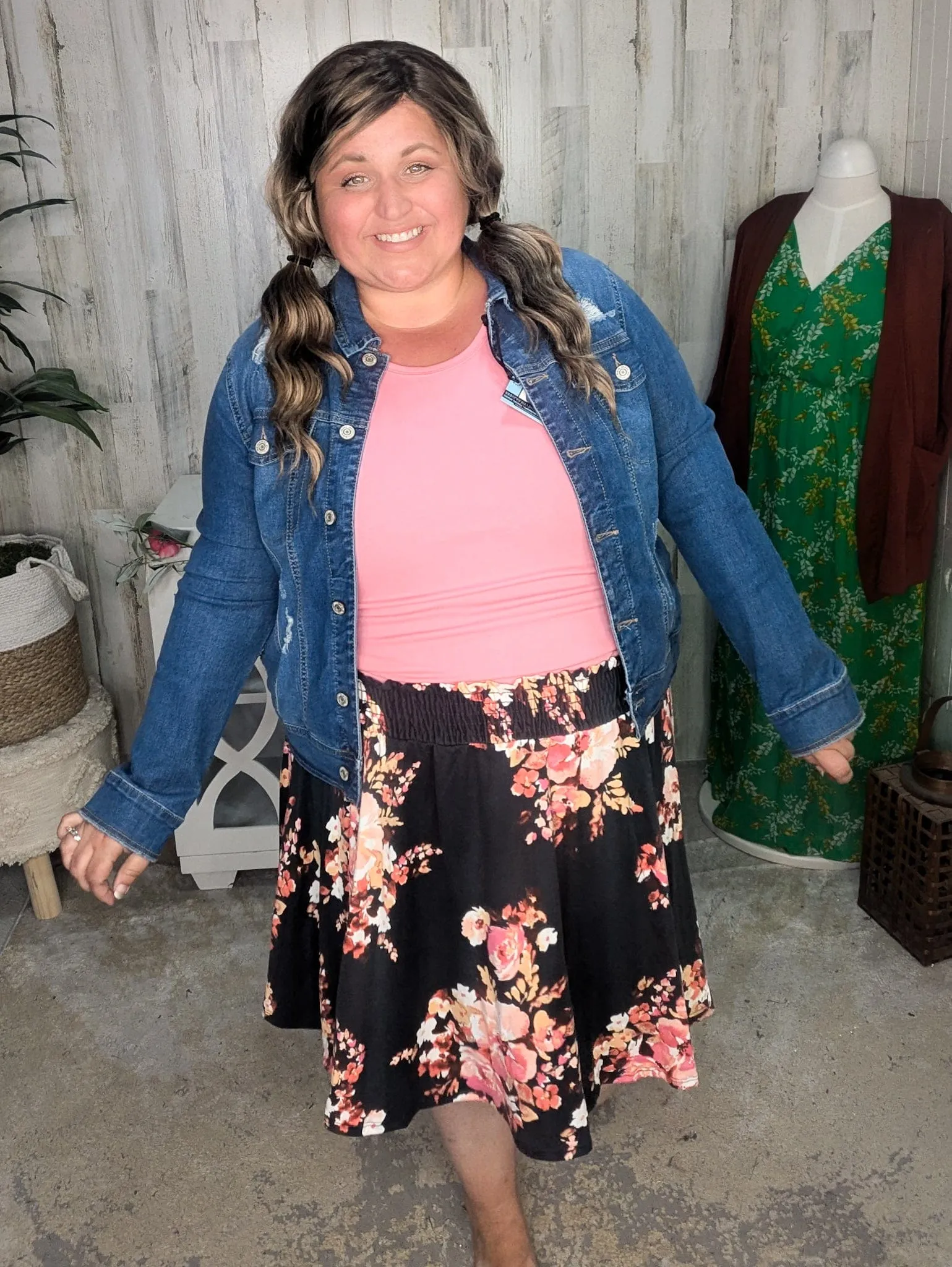 Madison Floral Skirt w/Shorts in Charcoal Sunset