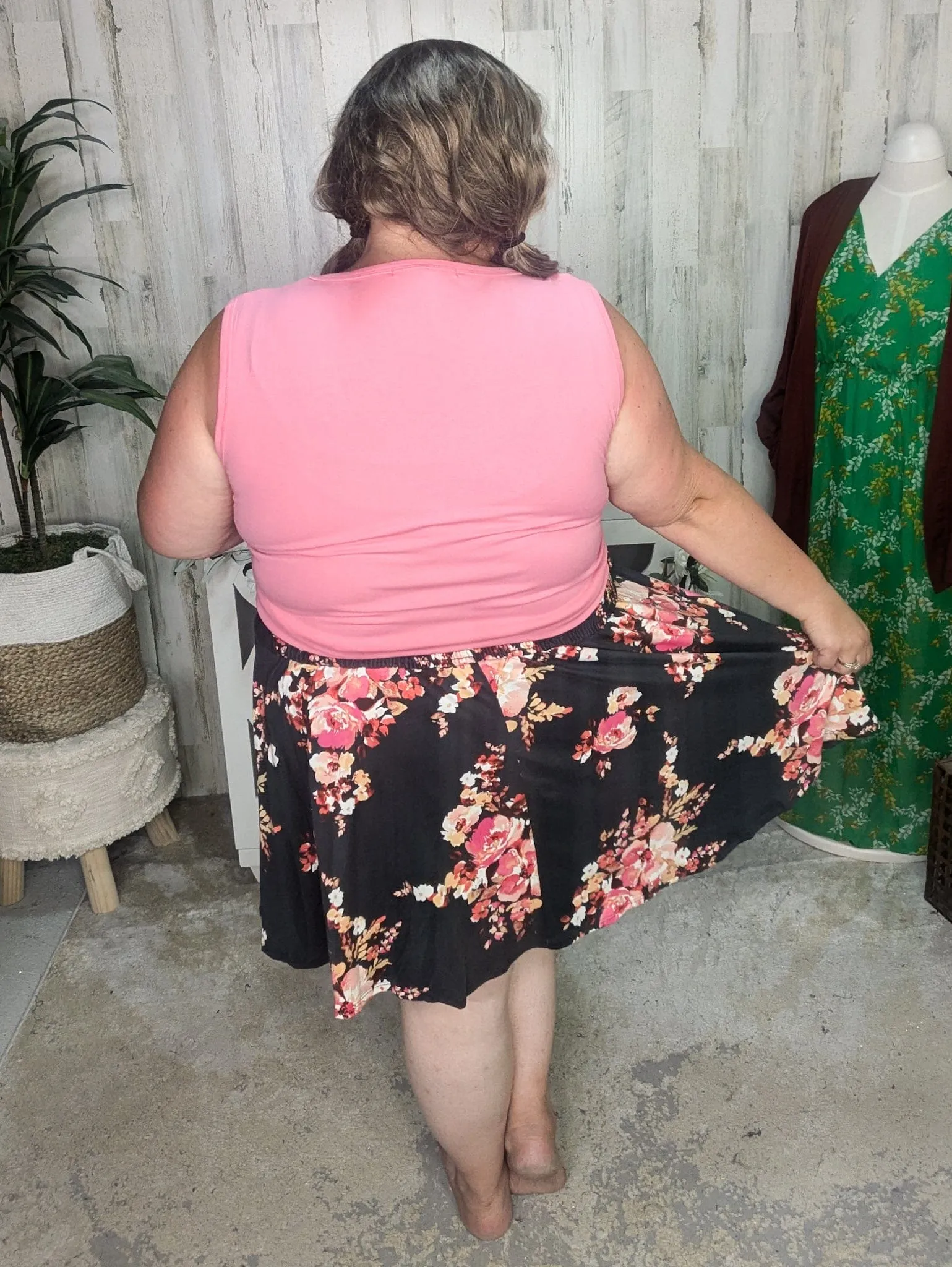 Madison Floral Skirt w/Shorts in Charcoal Sunset