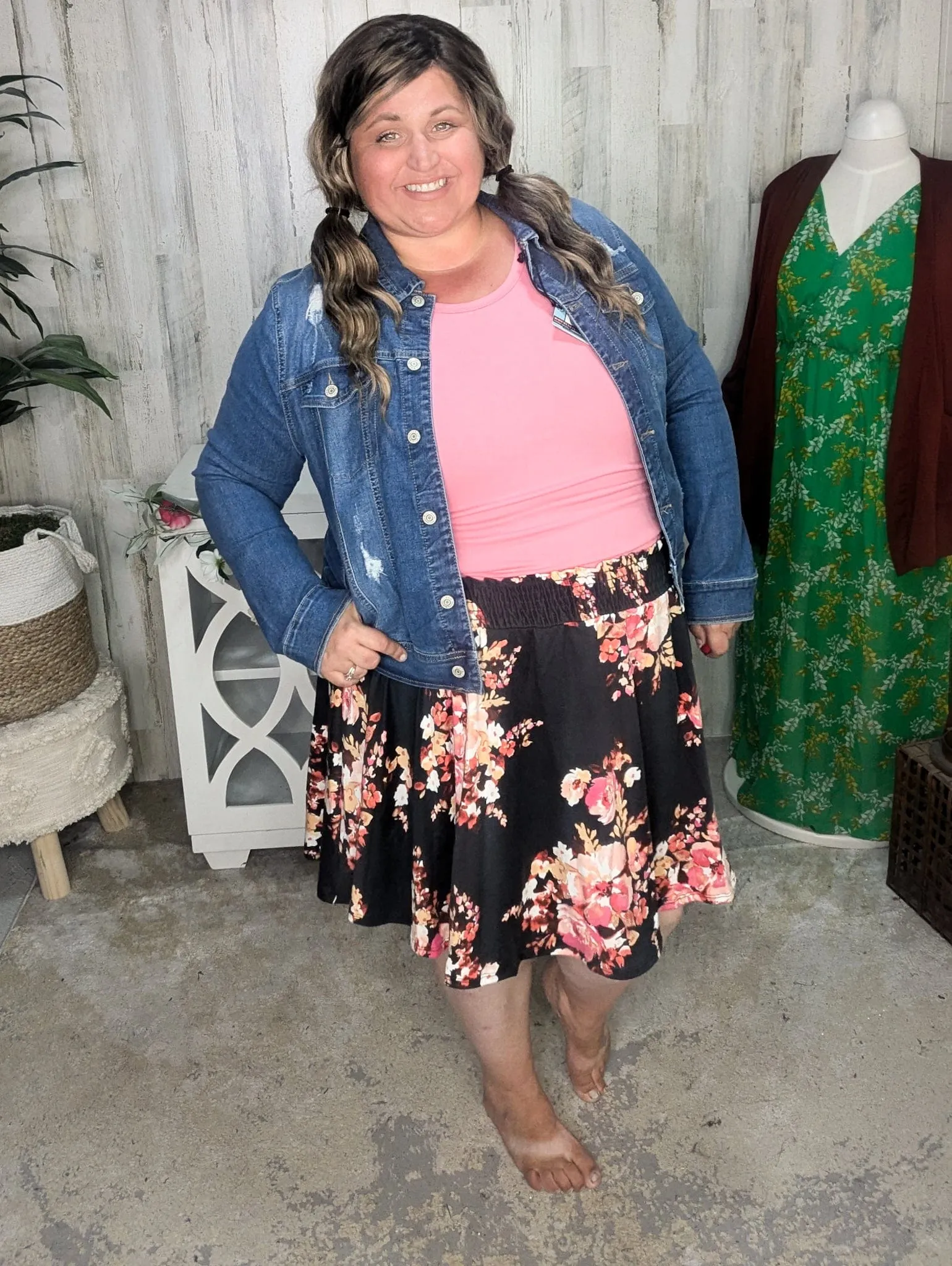 Madison Floral Skirt w/Shorts in Charcoal Sunset