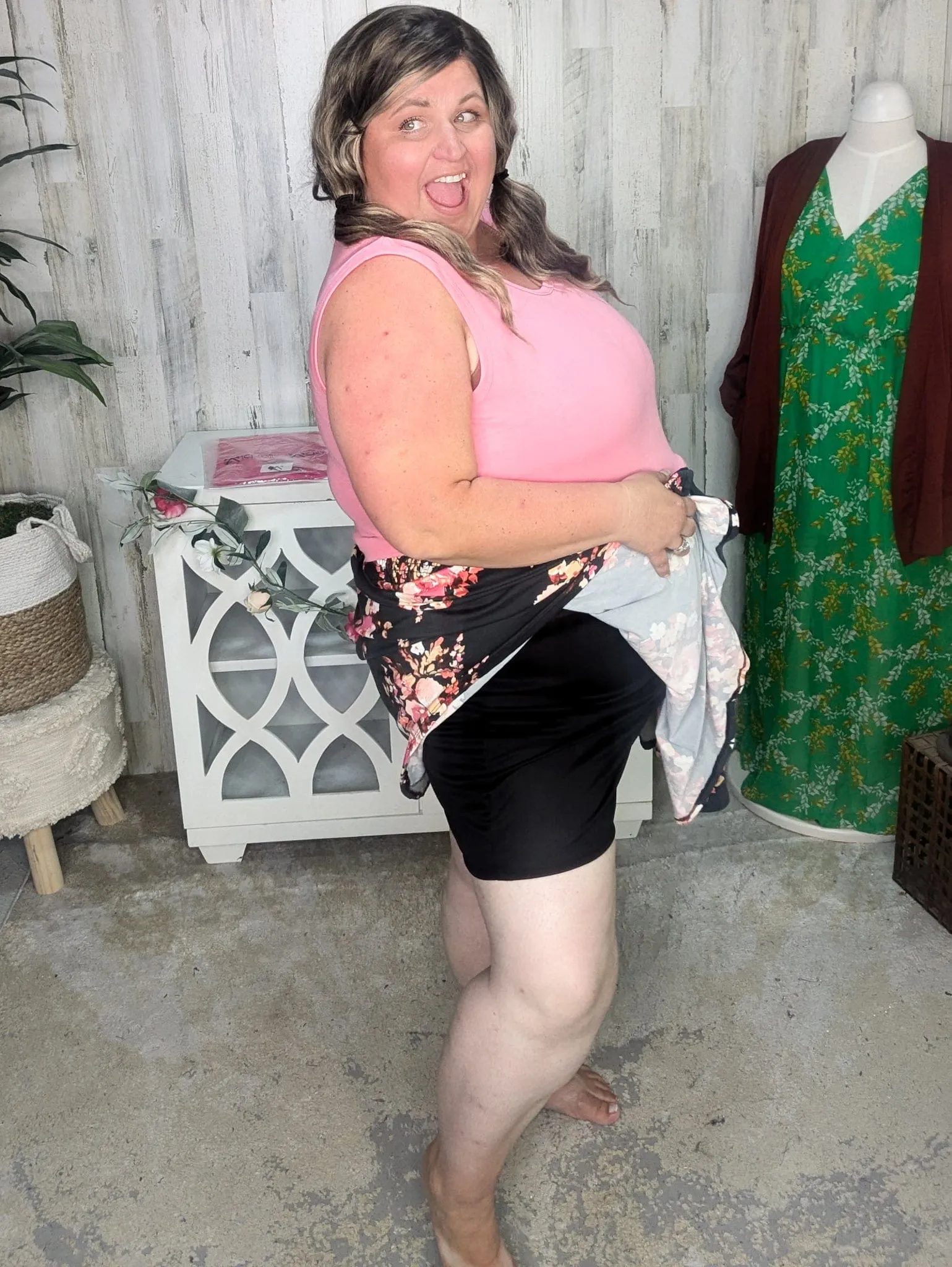 Madison Floral Skirt w/Shorts in Charcoal Sunset