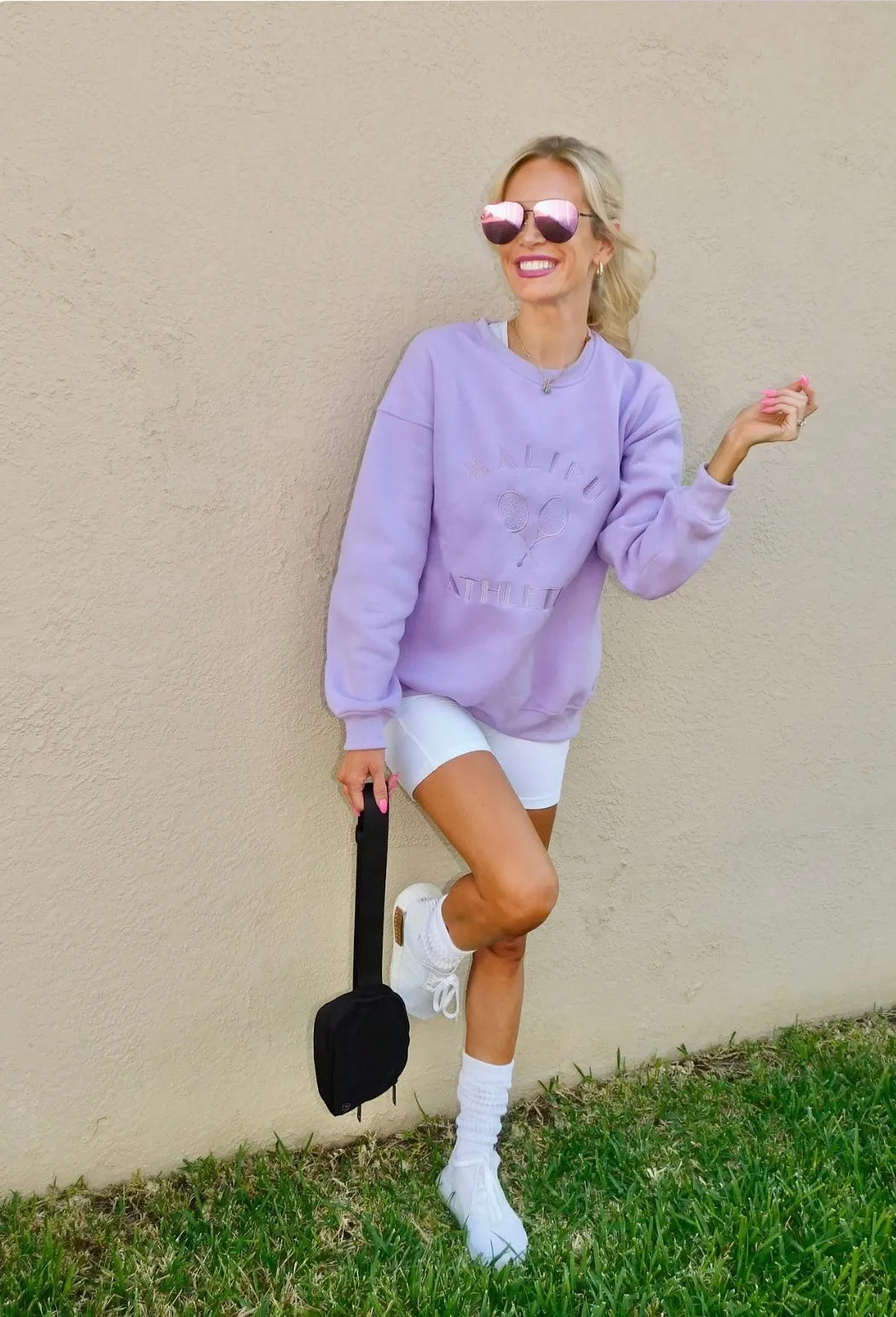 Malibu Athletics Embroidered Pullover Crewneck Sweatshirt