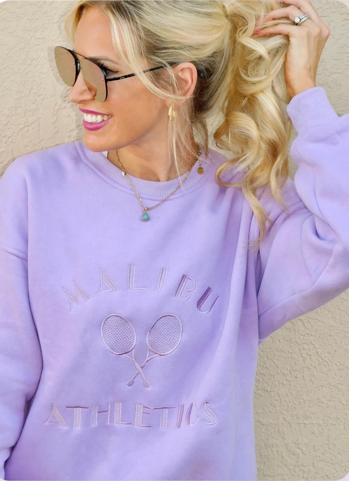 Malibu Athletics Embroidered Pullover Crewneck Sweatshirt