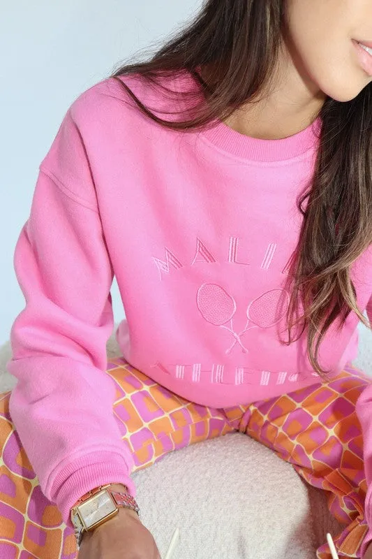 Malibu Athletics Embroidered Pullover Crewneck Sweatshirt