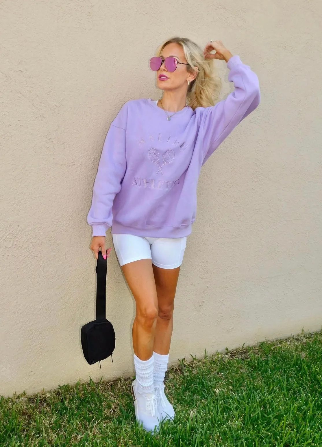 Malibu Athletics Embroidered Pullover Crewneck Sweatshirt